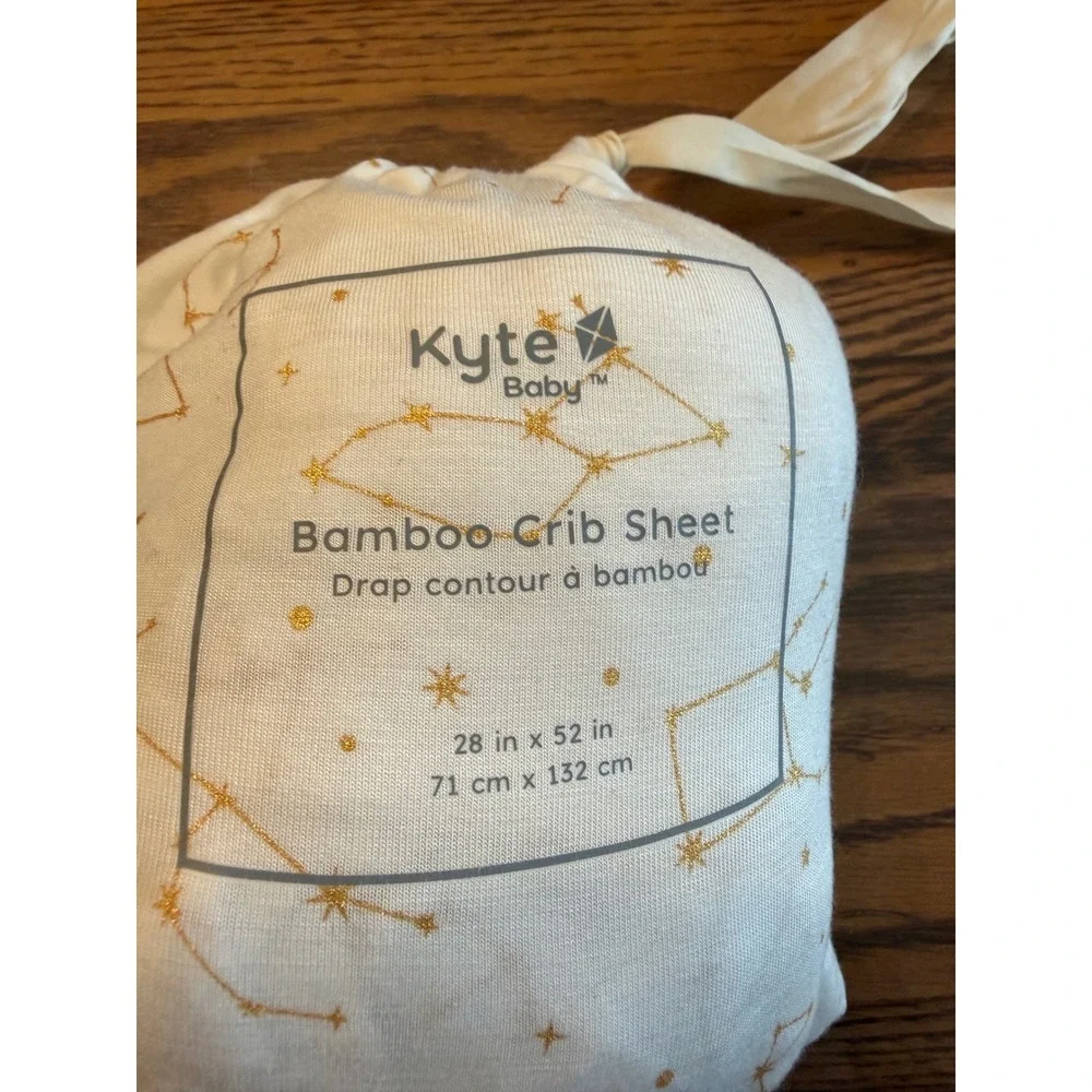 Kyte Baby Crib Sheet Kids OS White Gold Constellation Bamboo Rayon Celestial